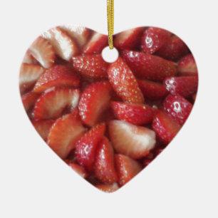 Ornement Cœur En Céramique Framboises, Snack de nourriture saine, Fruits roug