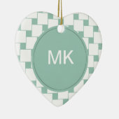 Ornement Cœur En Céramique Fun tissé Carré Mint Green (Droite)