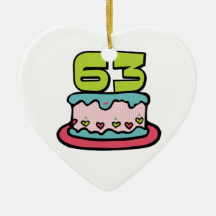 Ornement Cœur En Céramique Gâteau d'anniversaire de 63 ans