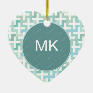Ornement Cœur En Céramique Géométrique vert de Seafoam