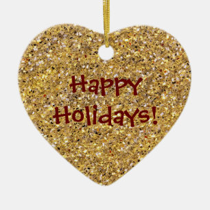 Ornement Cœur En Céramique Gold Mosaique