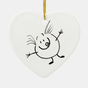 Ornement Cœur En Céramique Goofy Doodle Guy Heart Ornament