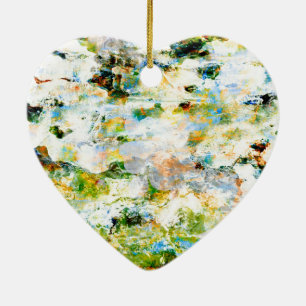 Ornement Cœur En Céramique Green water colour grunge graphic design art