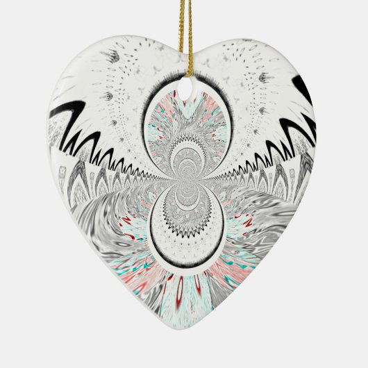 Ornement Cœur En Céramique Gris Kaleidoscope Art (Droite)