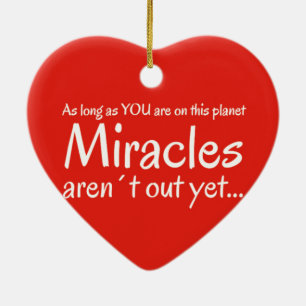 Ornement Cœur En Céramique Guillemet Miracle en rouge et blanc