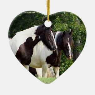 Ornement Cœur En Céramique Gypsy Vanner
