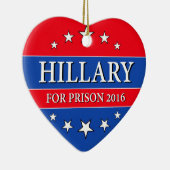 ORNEMENT CŒUR EN CÉRAMIQUE "HILLARY POUR LA PRISON 2016 " (Droite)