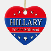 ORNEMENT CŒUR EN CÉRAMIQUE "HILLARY POUR LA PRISON 2016 " (Dos)