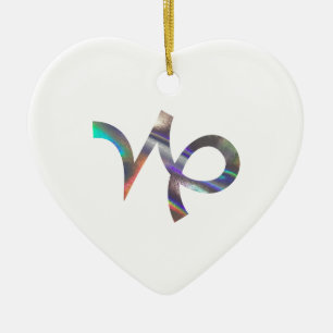 Ornement Cœur En Céramique hologramme Capricorne