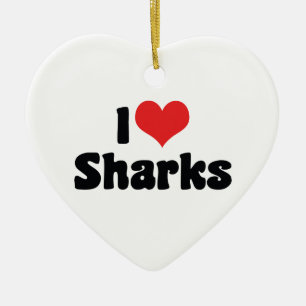Ornement Cœur En Céramique I Love Heart Sharks - Shark Lover