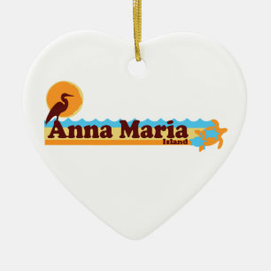 Ornement Cœur En Céramique Île d'Anna Maria - conception de plage