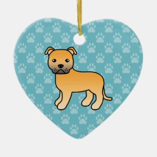 Ornement Cœur En Céramique Illustration de chien Staffordshire Bull Terrier f