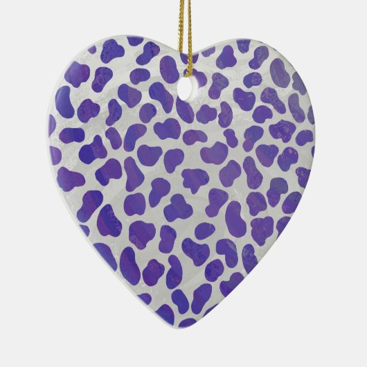 Ornement Cœur En Céramique Impression dalmate violet et blanche (Droite)