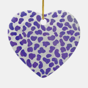 Ornement Cœur En Céramique Impression dalmate violet et blanche