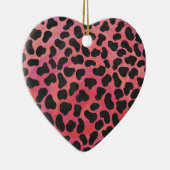 Ornement Cœur En Céramique Impression noire et rouge dalmate (Droite)