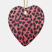 Ornement Cœur En Céramique Impression noire et rouge dalmate (Gauche)
