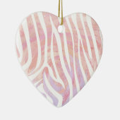 Ornement Cœur En Céramique Impression rose et blanc Zebra (Droite)