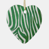 Ornement Cœur En Céramique Impression verte et blanche Zebra (Droite)