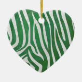 Ornement Cœur En Céramique Impression verte et blanche Zebra (Devant)