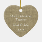 Ornement Cœur En Céramique Imprimer cadre photo Burlap avec Bow (Dos)