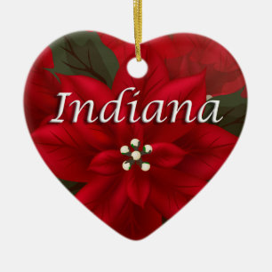 Ornement Cœur En Céramique Indiana Red Poinsettia Heart Keepsaké