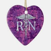 Ornement Cœur En Céramique Infirmière inscrite RN Silver Caduceus sur Camo Ro (Droite)
