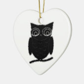 Ornement Cœur En Céramique Inkblot Owl (Gauche)