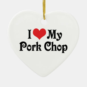 Ornement Cœur En Céramique J'adore mon côtelette de porc