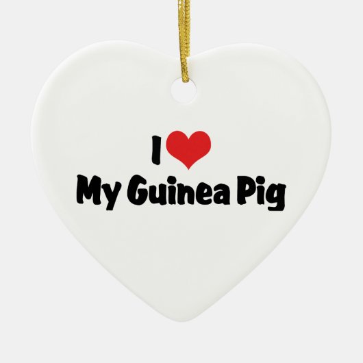 Ornement Cœur En Céramique J'aime Coeur Mon Cochon De Guinée (Devant)