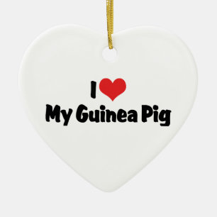 Ornement Cœur En Céramique J'aime cœur mon cochon d'Inde
