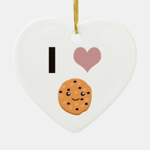 Ornement Cœur En Céramique J'aime les biscuits d'avoine