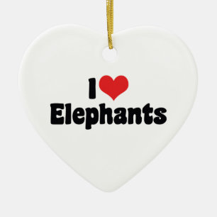 Ornement Cœur En Céramique J'aime les éléphants à cœur - Amoureux d'éléphants