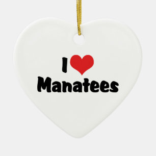 Ornement Cœur En Céramique J'aime les lamantins au cœur