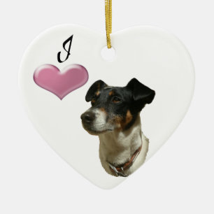 Ornement Cœur En Céramique J'aime l'ornement de chien de Jack Russell
