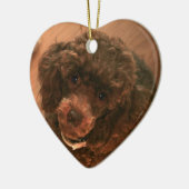 Ornement Cœur En Céramique J'aime mon caniche (Gauche)