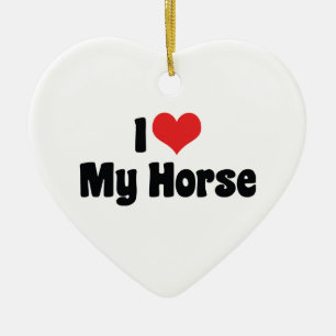 Ornement Cœur En Céramique J'Aime Mon Cheval à Cœur - Amoureux de Cheval
