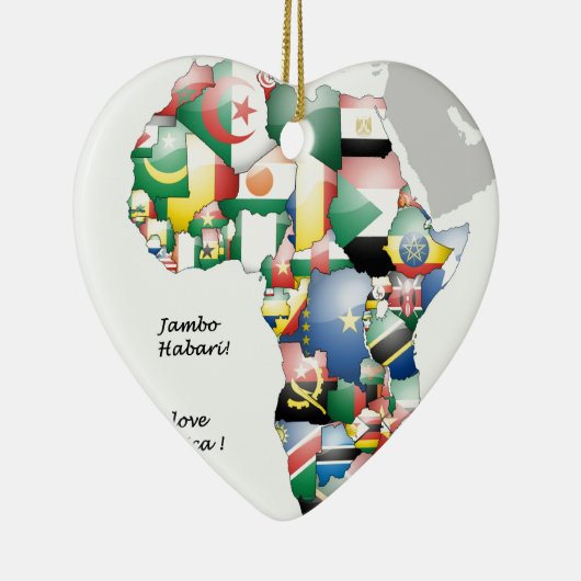 Ornement Cœur En Céramique Jambo Habari Afrique ! J'aime l'Afrique (Droite)