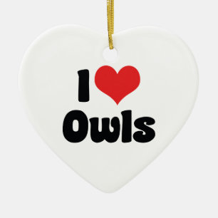 Ornement Cœur En Céramique Je Chéris les Hiboux au Coeur - Amoureux des Hibou