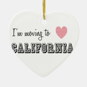 Ornement Cœur En Céramique Je déménage en Californie