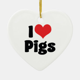 Ornement Cœur En Céramique Je suis amoureux des cochons à coeur