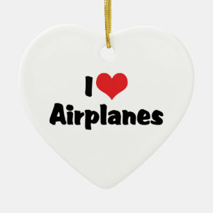 Ornement Cœur En Céramique Je suis des avions à coeur