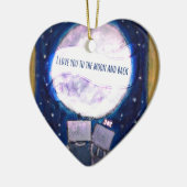 Ornement Cœur En Céramique Je T'Aime Aux Robots Lune Et Arrière (Gauche)