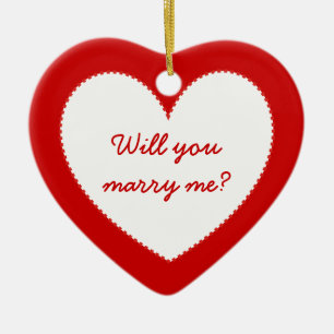 Ornement Cœur En Céramique Je t'aime. M'épouseras-tu ?