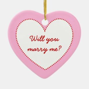 Ornement Cœur En Céramique Je t'aime. M'épouseras-tu ?