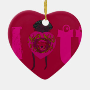 Ornement Cœur En Céramique Je T'Aime Nakupenda Sana Joyeuse Saint-Valentin