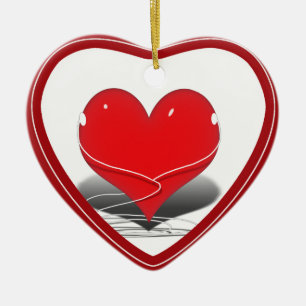 Ornement Cœur En Céramique J'écoute (Coeur Rouge)