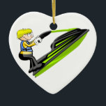 Ornement Cœur En Céramique Jet ski fan<br><div class="desc">Original design for jet ski fanatics. À fun illustration for summer and water sports.</div>