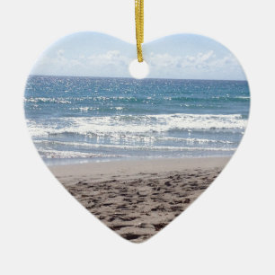 Ornement Cœur En Céramique Jour à la plage