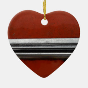 Ornement Cœur En Céramique Junk Yard vintage car, Red and Silver Old Paint