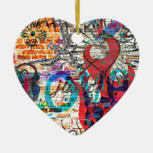 Ornement Cœur En Céramique Justice de graffiti